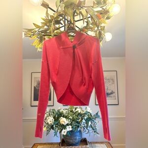 Athleta Pink Cropped Cardigan with Hood